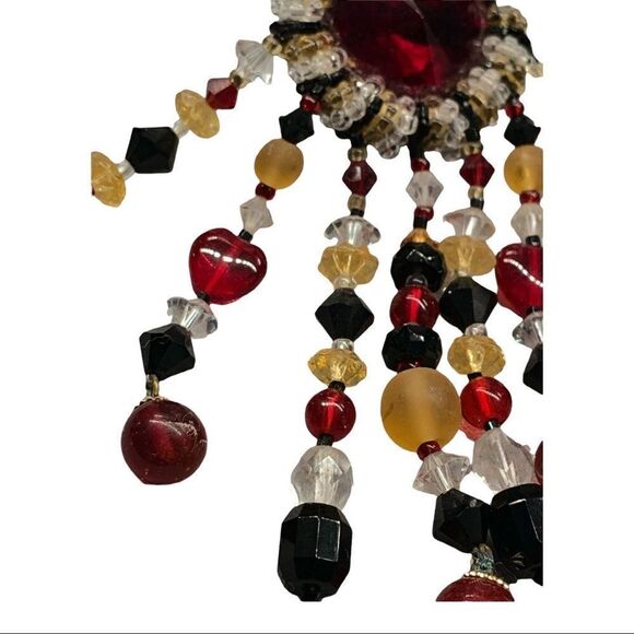 Sparkling brilliant Red gold black Swarovski Rivoli chandelier earrings pierced - Picture 3 of 11